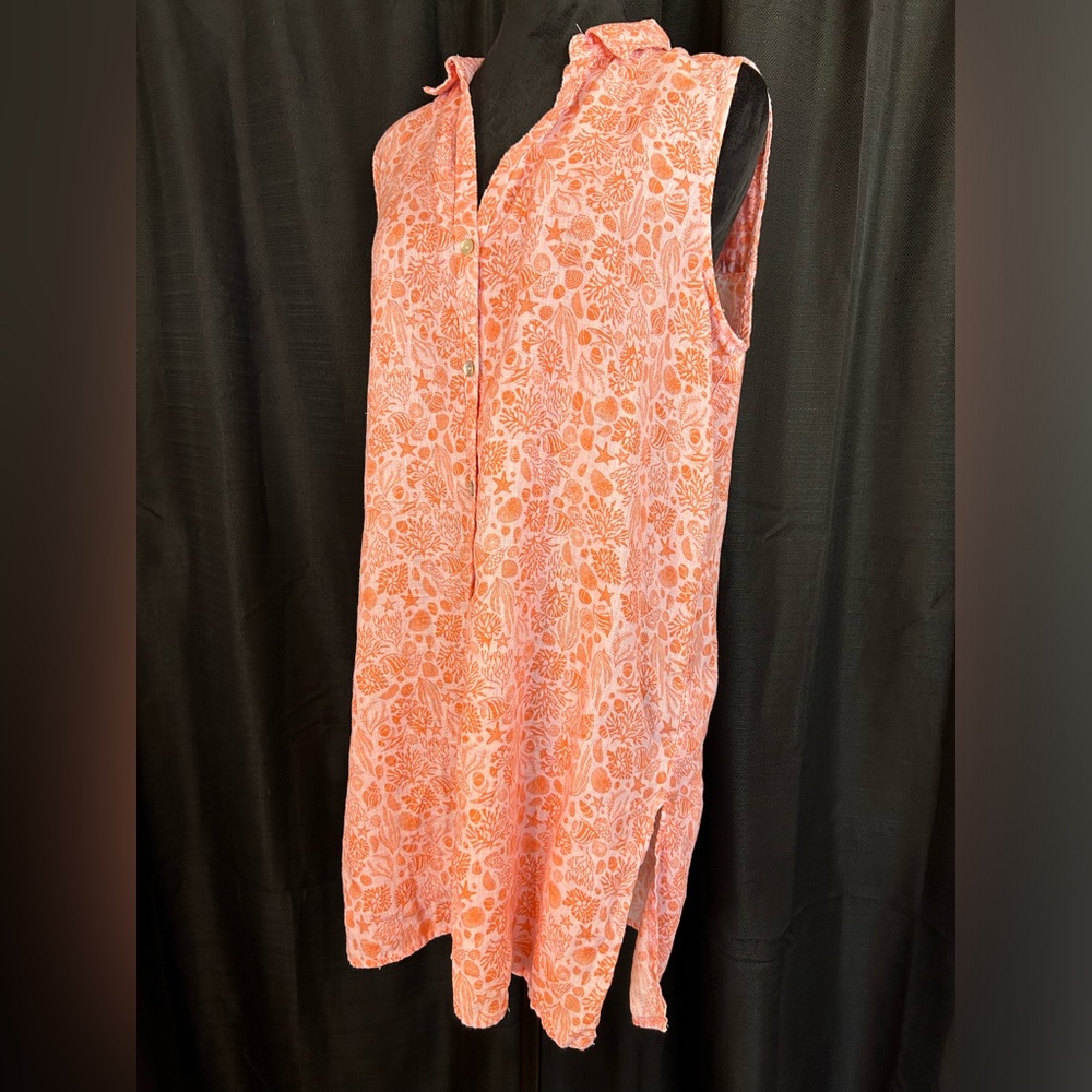 Sigrid Olsen 100% Linen Ocean Shell Print Coverup… - image 2